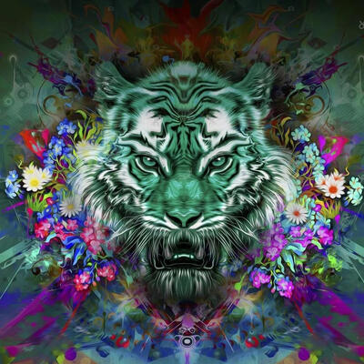 

5D DIY Full Drill Diamond Painting Flowers Tiger Cross Stitch Embroidery