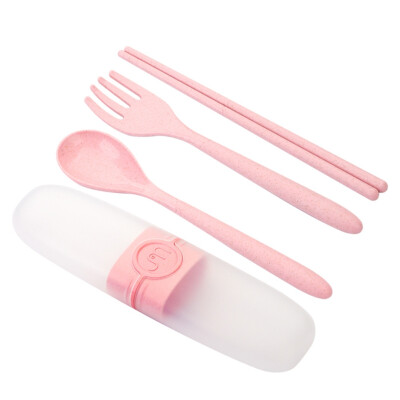 

Portable Wheat Straw Tableware Set Eco-Friendly Travel Kids Adult Cutlery for Camping Picnic Set Gifts Kitchen Dinnerware Sets