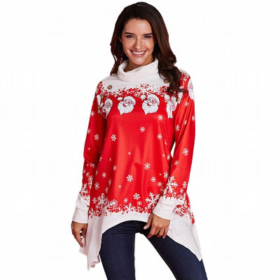 

High-necked long-sleeved mid-length loose tops