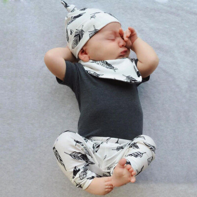 

Summer Europe&the United States style Sets short sleeve T shirtpantshatBibs newborn clothes