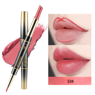 

2 in 1 Makeup Lipstick Lip Liner Pencil Waterproof Long Lasting Beauty Matte Pen