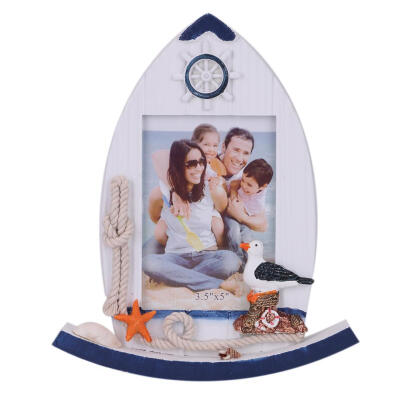 

Mediterranean Style Sailboat Shape Photo Frame Wooden Pictures Frame Crafts