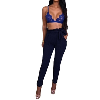 

Women OL High Waist Harem Pants Summer Solid Color Pockets Causal Tights Trousers