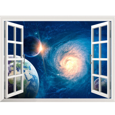 

〖Follure〗3D Star Galaxy Space Home Decor Art Fake Window New Wall Removable Stickers A