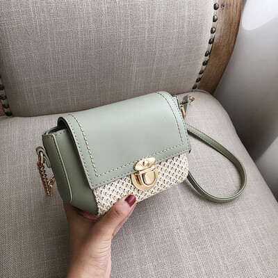 

Tailored Women Beach Straw Bucket Bag Burlap Square Bag Messenger Bag