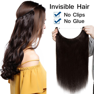 

16182022 Inches One Piece Straight Remy Human Hair Miracle Secret Invisible Wire Hair Extensions - No Clip No Glue