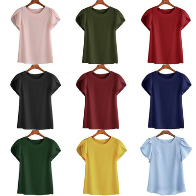 

Women Summer Short Sleeve Floral Shirt Blouse Tops Loose T Shirt Casual Tee TOP