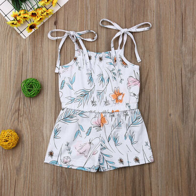

Infant Kid Baby Girl Bandage Floral Romper Jumpsuit Sunsuit Outfit Short Pant