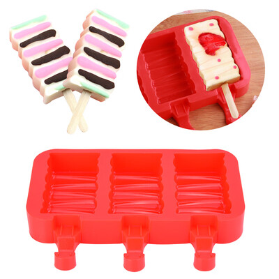 

Greensen Silicone Molds with Lid Ice Cream Bar Mold 3 Cavities Silicone Ice Pop Mold with 20 Sticks