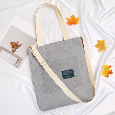 

Women Canvas Handbag Shoulder Bag Letter Applique Large Capacity Shopping Totes Crossbody Bag
