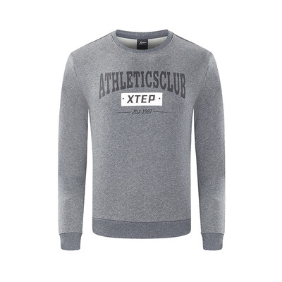

Xtep mens casual round neck pullover simple fashion sports sweater 882329059279 deep flower gray