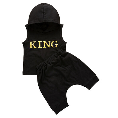 

2PCS Newborn Kids Baby Boy Hooded Vest TopsPants Shorts Outfits Clothes Summer