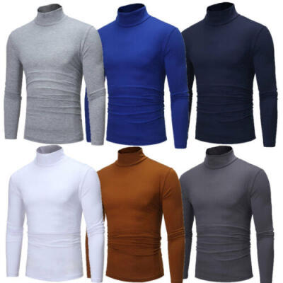 

Mens Thermal High Collar Turtle Neck Skivvy Long Sleeve Sweater Stretch Shirts