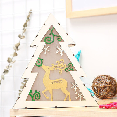 

〖Follure〗Christmas LED Lights Wooden House Ornaments Holiday Room Decoration Xmas Lamp