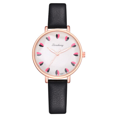 

Korean version of the small fresh PU quartz watch love flowers delicate scale ladies watch