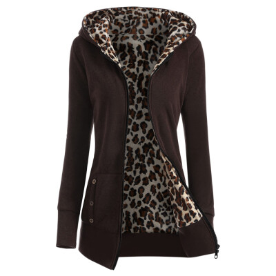 

Zipper Fly Thicken Leopard Pattern Hoodie