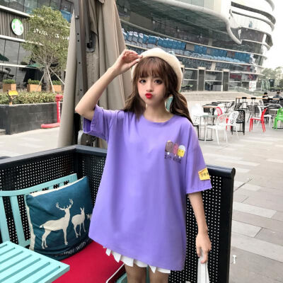 

Summer Three Ice Creams Tops Korean Cartoon T Shirt for Women BF Tees Top Female Loose Cute Female Casual T-shirts