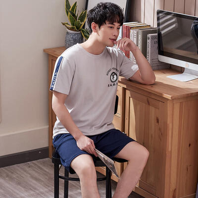 

Casual Short Pajama Set Summer Cotton Top Shorts Sleepwear Homewear For Men
