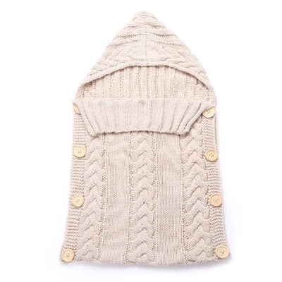 

Infant Swaddle Blankets Soft Thick Breathable Knit Stroller Wraps Sleeping Sack Keep Warm Outdoor Button Closure Hooded Design for