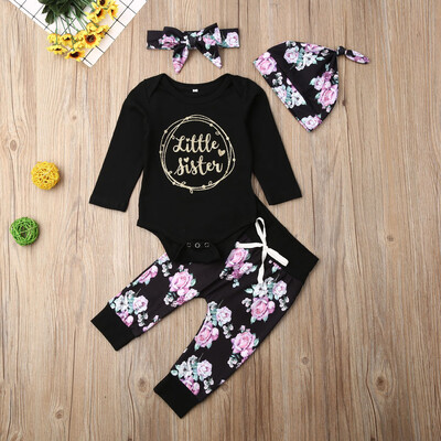 

Newborn Kid Baby Girls Romper Tops Bodysuit Flower Pants Leggings Set Outfits
