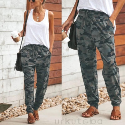 

Women Camouflage Pants Camo Casual Cargo Joggers Military Army Harem Trousers