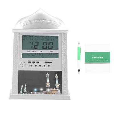 

Greensen Muslim Islamic Praying Clock Azan Prayer Alarm Digital Azan Table Clock Silver Battery Excluded