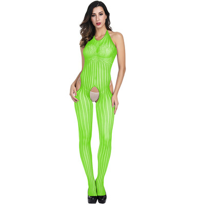 

Toponeto Women Open Crotch Bodystockings Perspective Halter Underwear Pajama