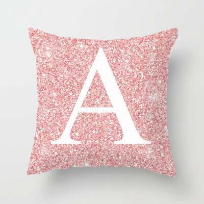 

18" Letter A to  Polyester Pillow Case Cushion Cover Pink Throw Home Decor