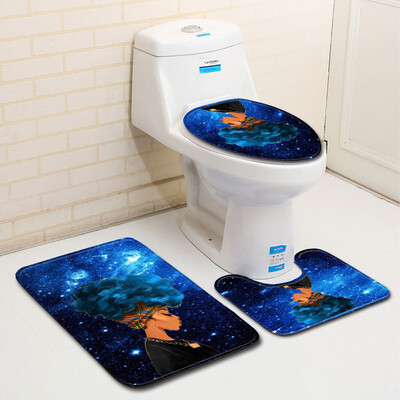 

Siaonvr African Women With Purple Hair Skidproof Toilet Seat Cover Bath Mat Lid Cover H