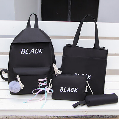

Student Bag Junior High School Student Cute Backpack Bag School Bag 4Pcs