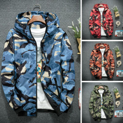 

Men Waterproof Wind Breaker Zipper Hoodie Light Jacket Sports Outwear Gym Coat