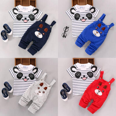 

US 2PCS Toddler Baby Boy Girls T-shirt TopsPants Overalls Outfits Clothes Set