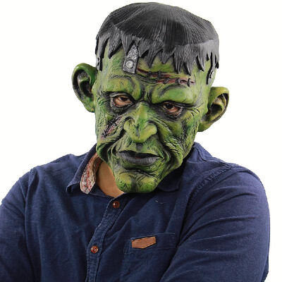 

Latex Full Head Scary Green Face Man Mask Horror Creepy Monster Mask for Halloween Masquerade Costume Cosplay Party Props