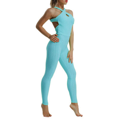 

Breathable Women Bodycon Jumpsuit Pull Up Solid Color Elastic Yoga Pants