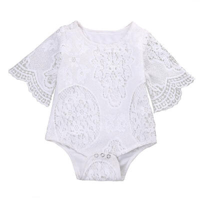 

Lace white hollow romper Newborn Baby Girls ruffles Sleeve Clothes Romper Jumpsuit Outfits