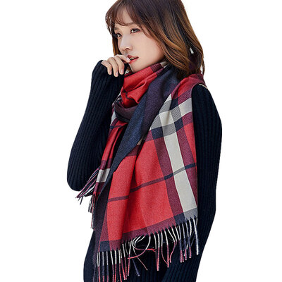 

MAXVIVI scarf female autumn&winter new European&American long ladies scarf British lattice collar air conditioning dual-use warm shawl MWJ843207 red