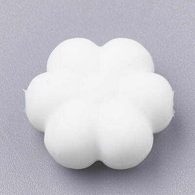 

Food Grade Environmental Silicone Beads Chewing Beads For Teethers DIY Nursing Necklaces Making Flowerr White 14x13x6mm Hole