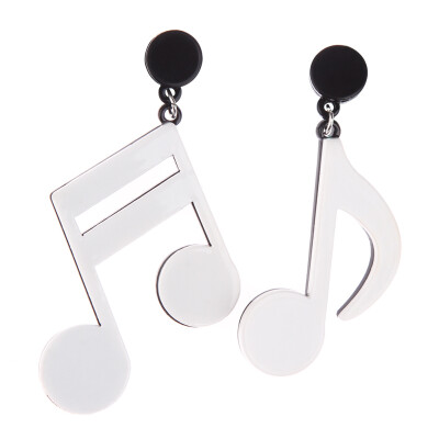 

Fashion Night Club Party Big Acrylic Black White Punk Style Drop Earrings Music Note Earring Musical Jewelry For Women