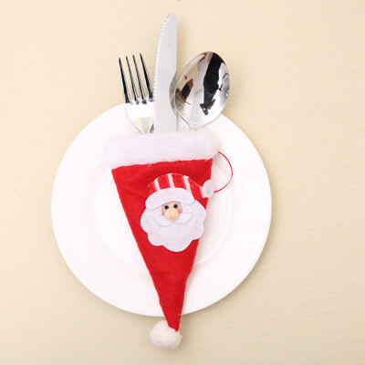 

〖Follure〗10pcs Christmas Decorative Tableware Fork Set Christmas Hat Storage Tool