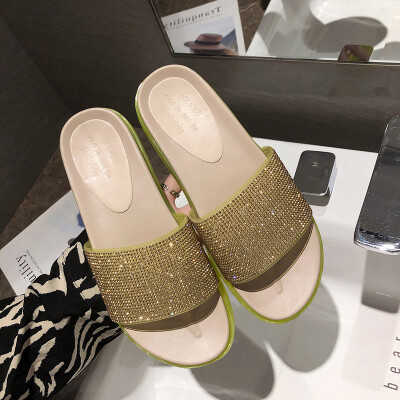 

Sandals&slippers female summer wear fashion Korean version of thick bottom tide slippers female Joker rhinestone drag