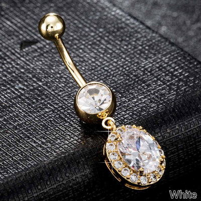 

Navel Buckle Stainless Steel Drill Oval Zircon Full Belly Button Ring