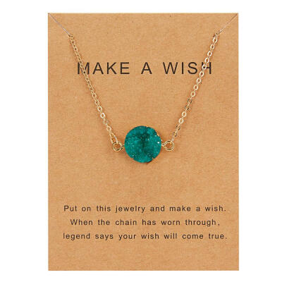 

2019 Newest Natural Stone Resin Round Pendant Necklace Charm Gold Chain Necklace for Women Fashion Jewelry Collares Dropshipping