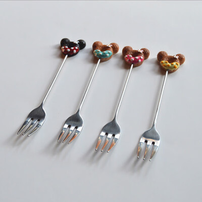 

Creative Cartoon Fruit Fork Stainless Steel Coffee Stirring Spoon 4pcsSet Home Kitchen Dessert Salad Forks Cutlery