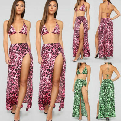 

2PCS Summer Women Leopard Print Bikini Bathing Set Swimsuit Swimwear Cover