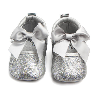 

Baby Girls Butterfly-knot First Walking Infant Girls Princess Shoes Soft Sole First Walkers Bling Bling Sliver Gold Baby Shoes