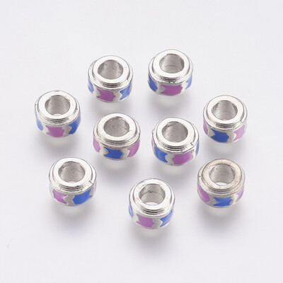 

Alloy European Beads Large Hole Beads with Enamel Column Colorful Platinum 9x65mm Hole 45mm