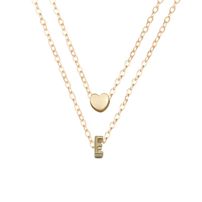 

26 Letters Fashion Tiny Dainty Heart Initial Double Layer Initial Letter Necklace Personalized Necklace Name Jewelry Friend Gift