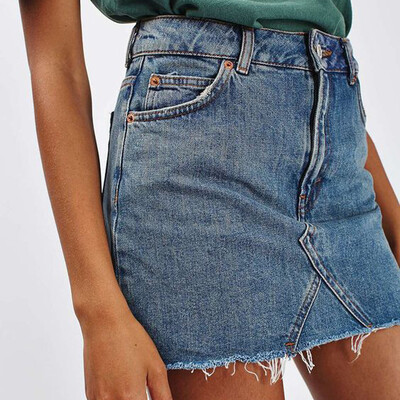 

Roseonmyhand Womens High Waist Casual A-Line Denim Distressed Bodycon Short Jean Skirt