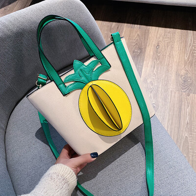 

Qiao Bani 2019 new South Korea ins fashion hit color pineapple tote bag shoulder shoulder diagonal trend handbags