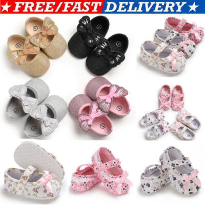 

Toddler Kid Cute Crib Shoes Newborn Baby Bowknot Soft Sole Prewalker Sneakers US